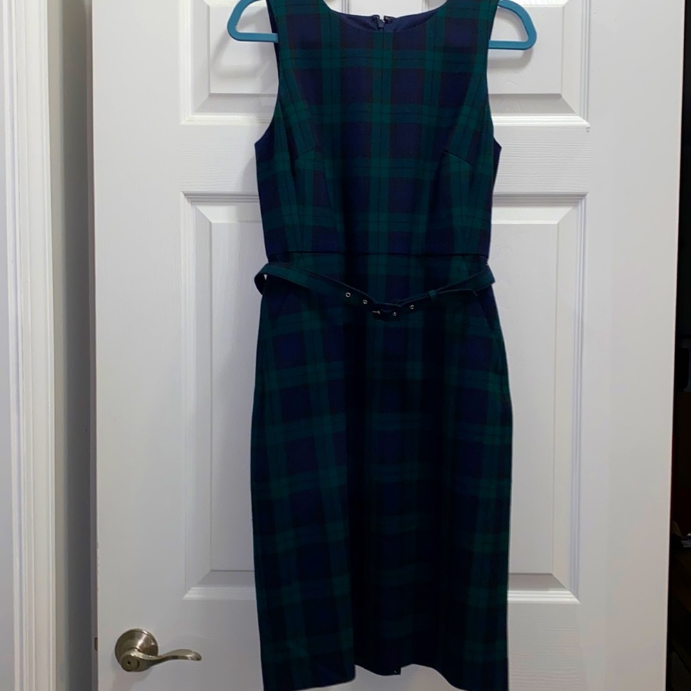J Crew Blackwatch Belted Dress
